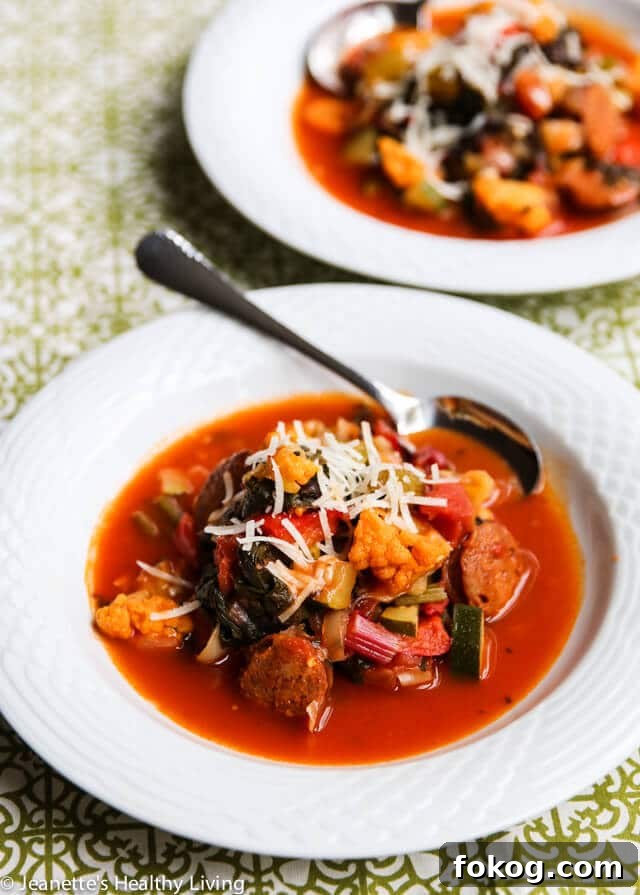 Fall Harvest Vegetable and Chorizo Sausage Soup (Low Carb) 4 Fall Harvest Vegetable Chorizo Sausage Soup - this chunky soup is chockfull of vegetables and comfort food for the soul