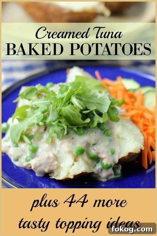 Creamy Tuna Stuffed Baked Potatoes + 44 Savory Topping Ideas 8 Baked Potato with Creamed Tuna