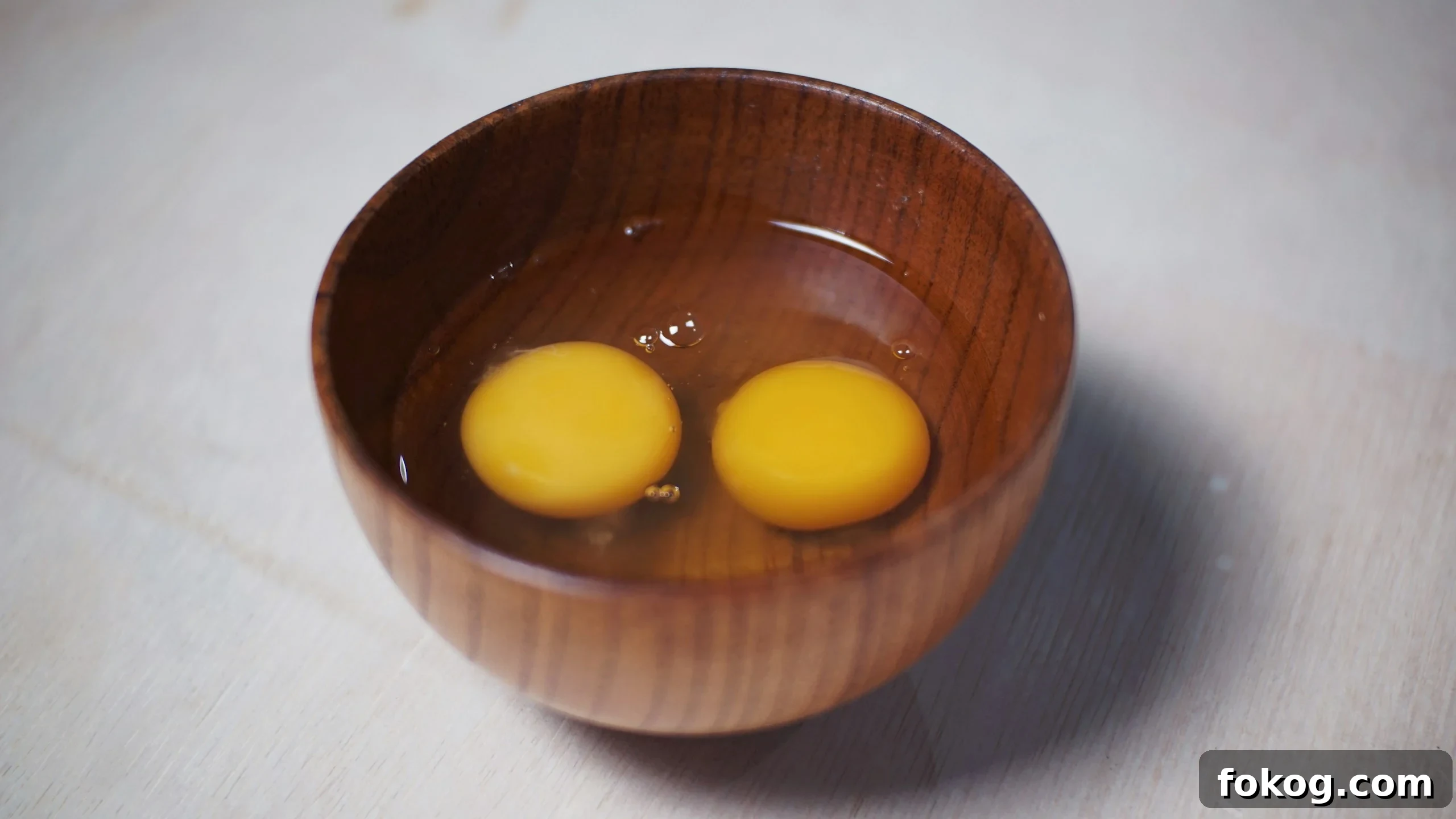two eggs in a wooden bowl