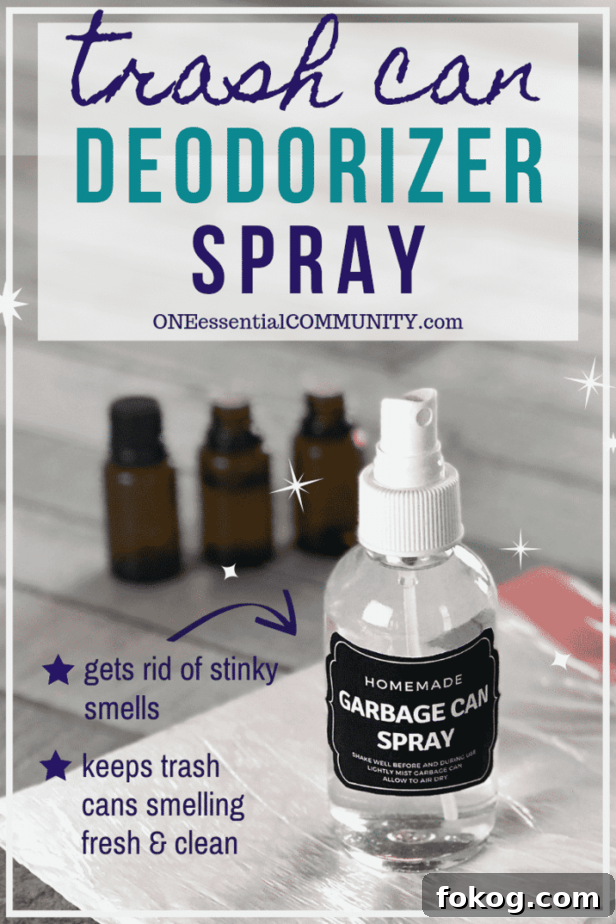 DIY trash can deodorizer spray made with essential oils