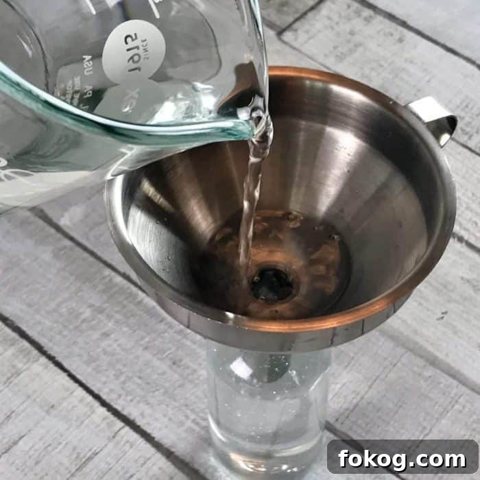 Filling bottle with distilled water