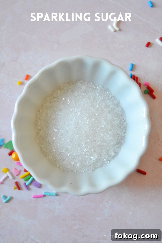 white sparkling sugar in a small white bowl