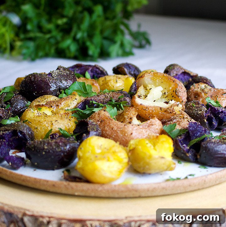Smashed Potatoes with Olive Oil and Herbs