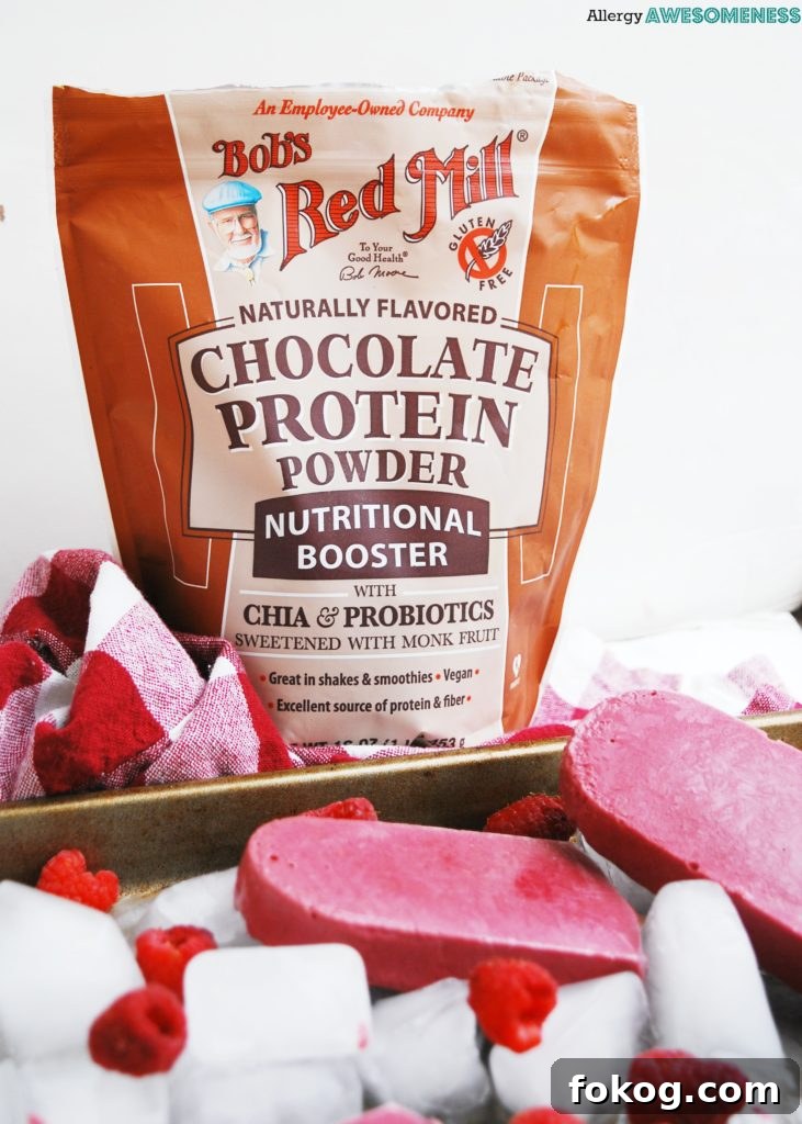 Vegan Raspberry Chocolate Protein Popsicles Recipe 8 Bob's Red Mill Chocolate Protein Popsicles