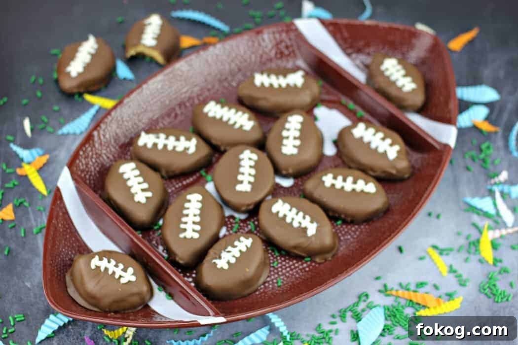 Game Day Chocolate Peanut Butter Footballs 3 Home-made Chocolate Peanut Butter Cup Footballs