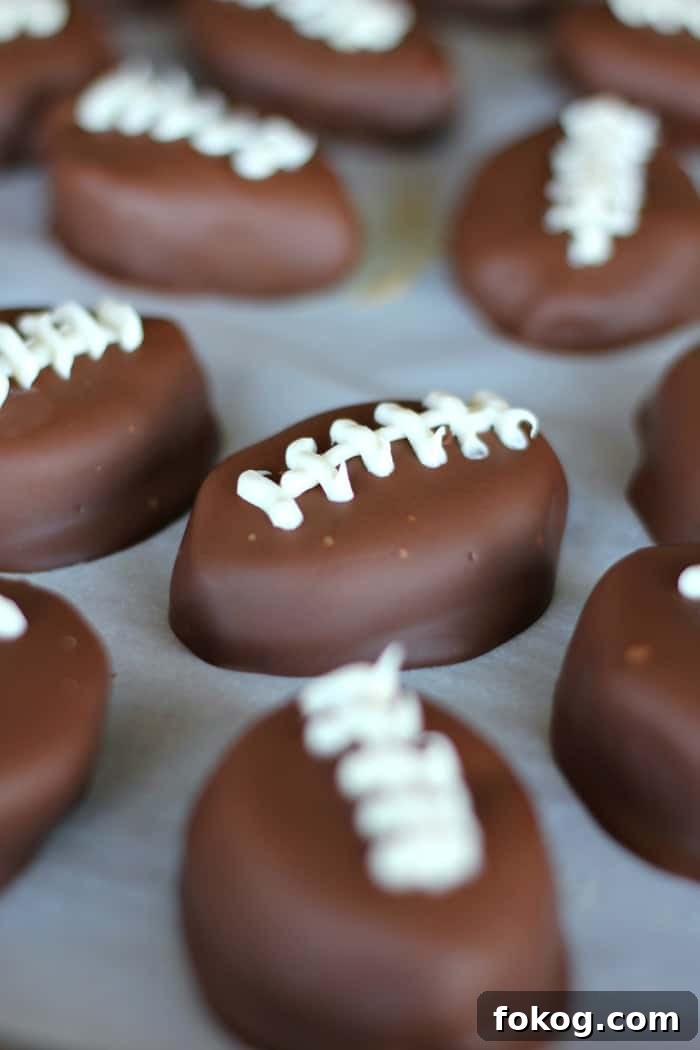 Game Day Chocolate Peanut Butter Footballs 4 Home-made Chocolate Peanut Butter Cup Footballs
