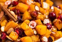 Roasted Butternut Squash with Cranberries and Almonds