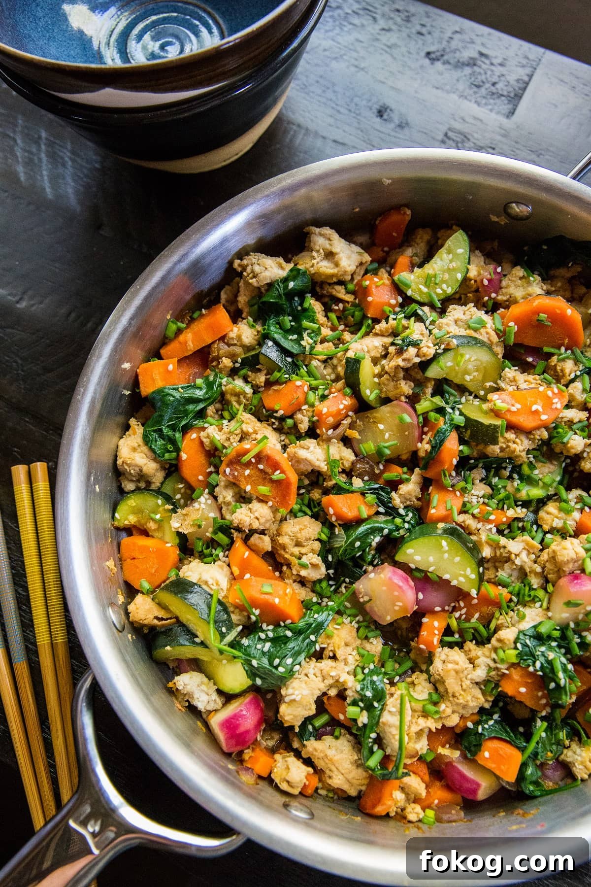Teriyaki Ground Turkey Skillet with Vegetables - an easy, low-carb, paleo, keto dinner recipe ready in under 45 minutes | TheRoastedRoot.net
