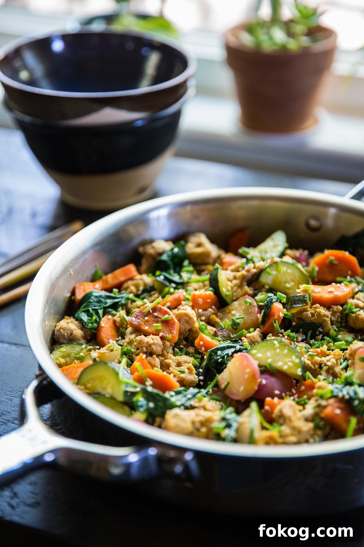 Teriyaki Ground Turkey Skillet with Vegetables - an easy, low-carb, paleo, keto dinner recipe ready in under 45 minutes | TheRoastedRoot.net