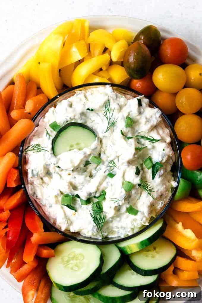 clear bowl of easy vegetable dip
