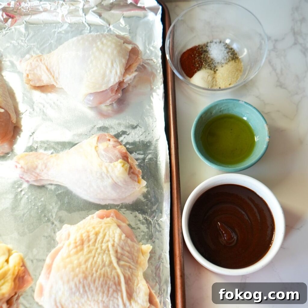 Ingredients for baked bbq chicken.