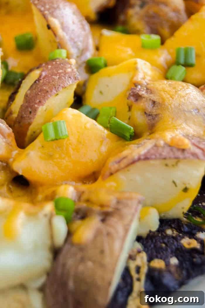 Sheet Pan Cheesy Ranch Potatoes on the sheet pan