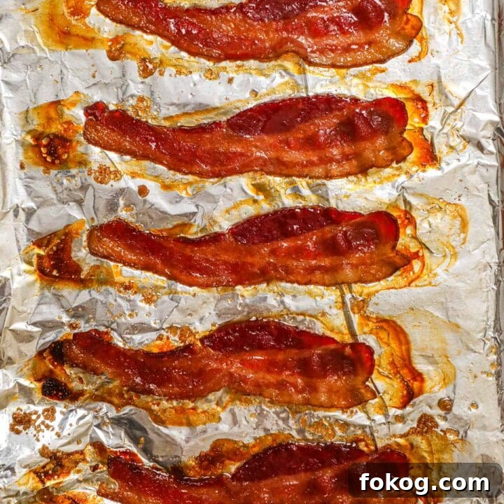 Brown sugar baked bacon with caramelized edges