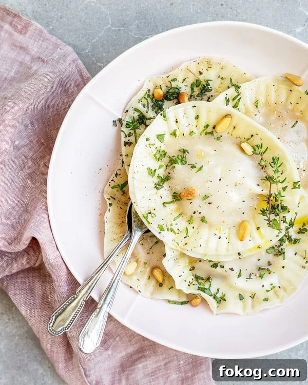 Butternut Squash Ravioli with Garlic-Infused Olive Oil Dressing 2 butternut squash ravioli with garlic infused olive oil