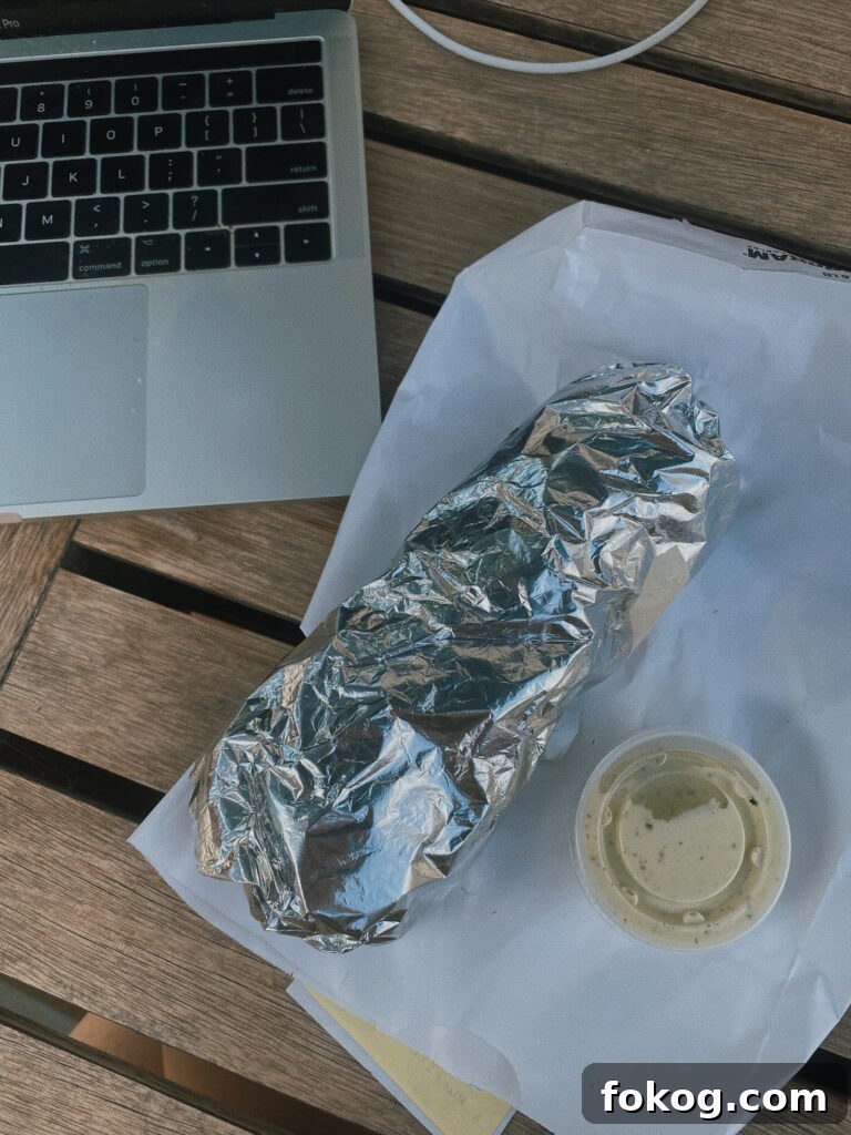 Skiers’ Breakfast Burrito at Beaumont Bakery: Morning Fuel for the Slopes 2 breakfast burrito in tinfoil