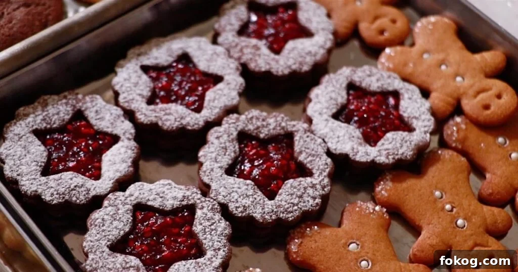 chocolate Linzer cookies with raspberry jam