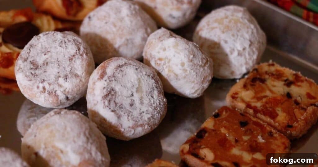 snowball cookies on a tray