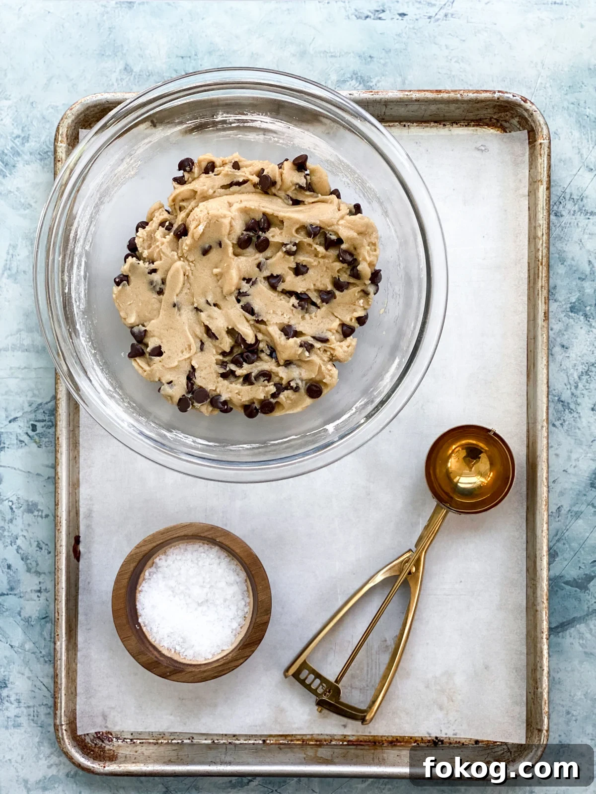 scooping dough