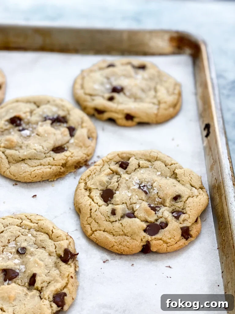 close up of no butter cookies on pan after baking