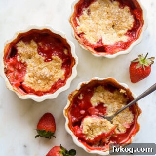 Individual cobblers with jammy strawberries and a tender biscuity topping