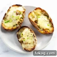 french onion soup potato skins on a plate