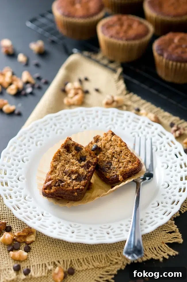 Paleo Banana Nut Chocolate Muffins