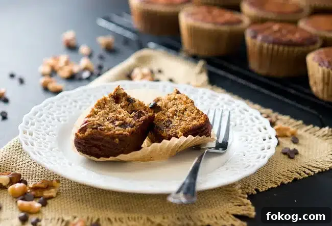 Banana Muffins on a plate with a fork