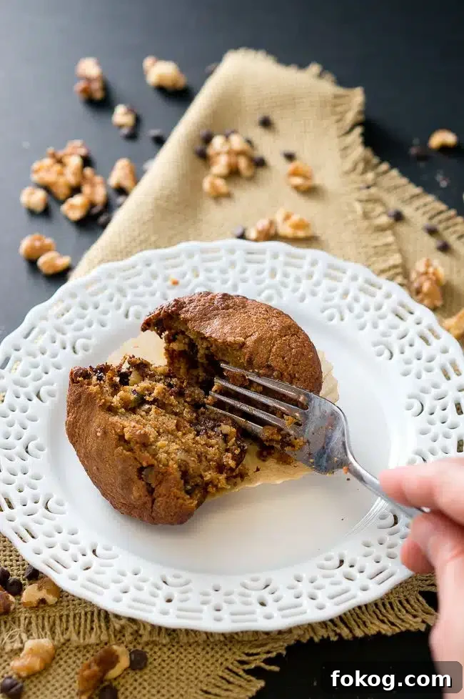 Paleo Banana Nut Chocolate Muffins