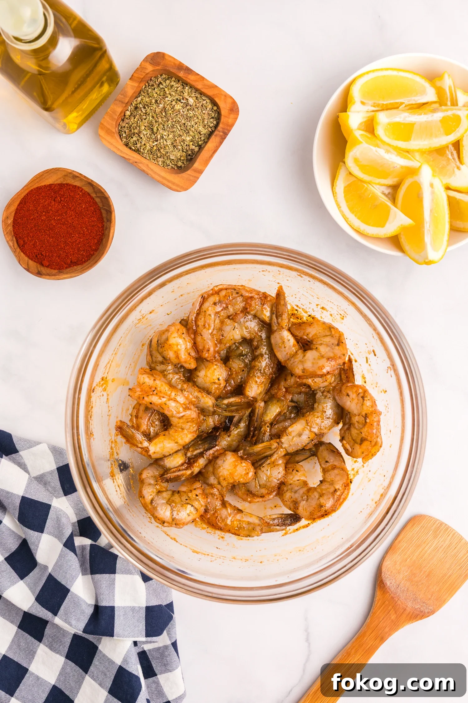Perfect Grilled Shrimp Recipe for Juicy, Flavorful Results 7 Shrimp fully coated in the marinade, evenly seasoned and ready for grilling.