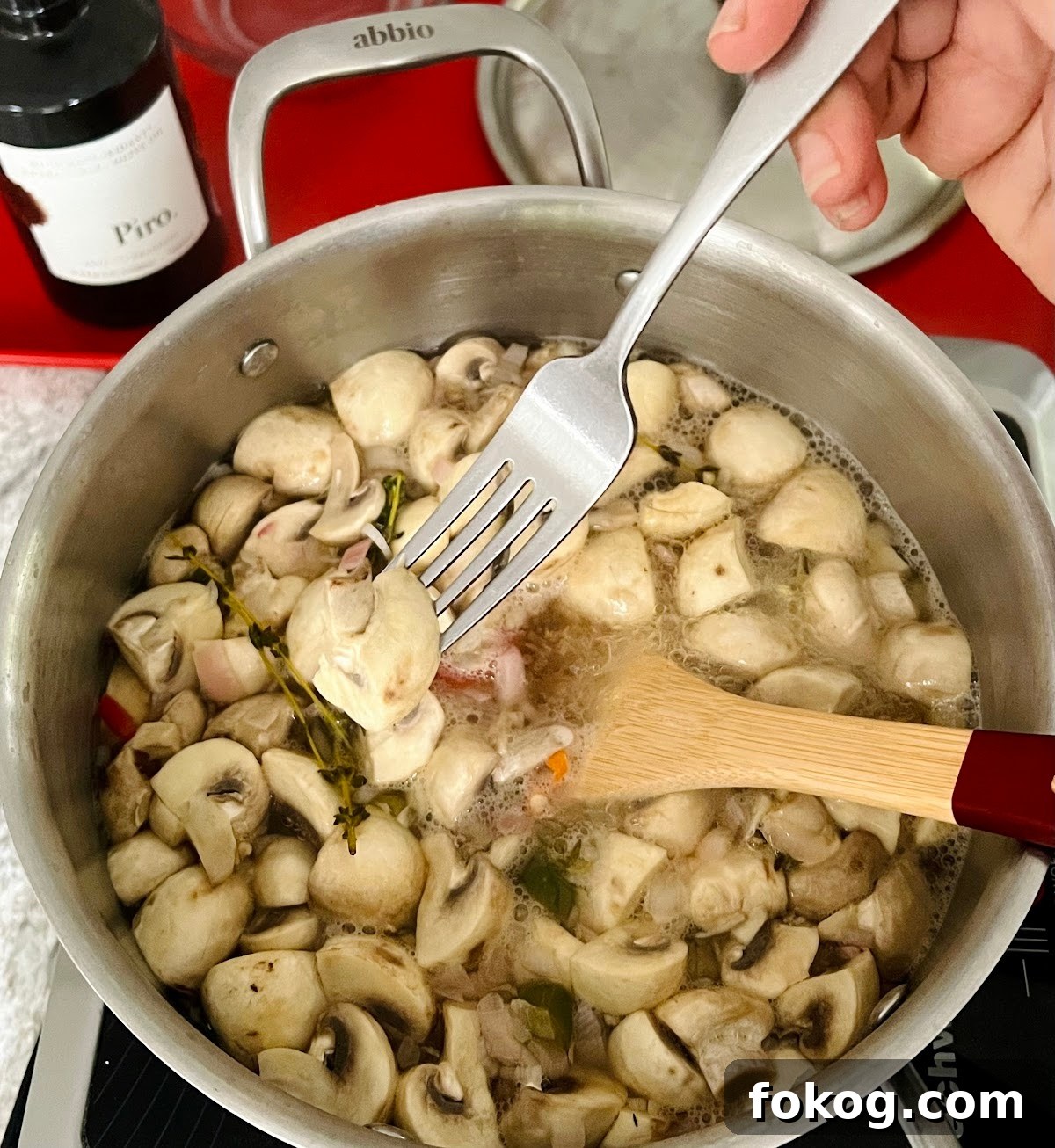 Spicy Italian Marinated Mushrooms In Process