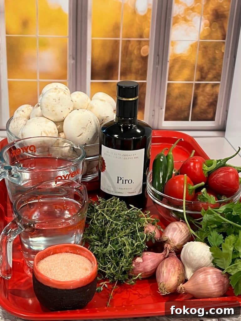 Spicy Italian Marinated Mushrooms Ingredients