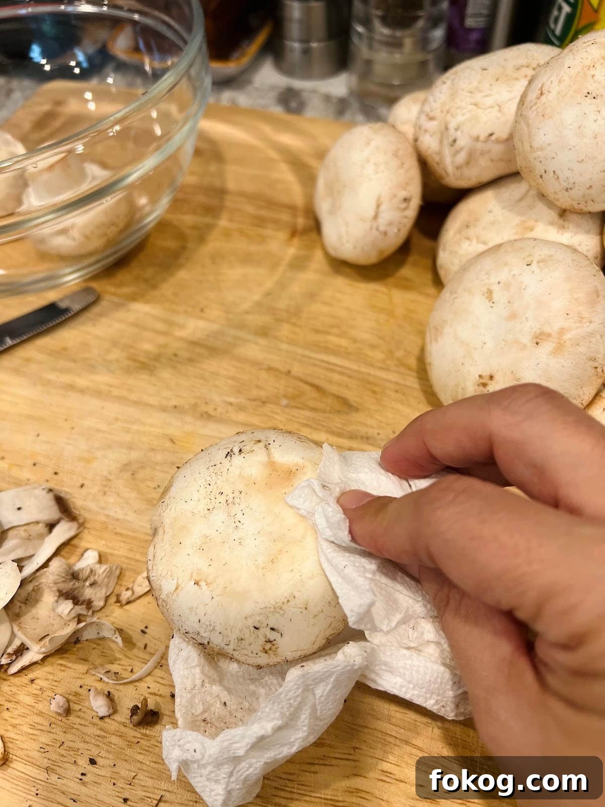Spicy Italian Marinated Mushrooms In Process