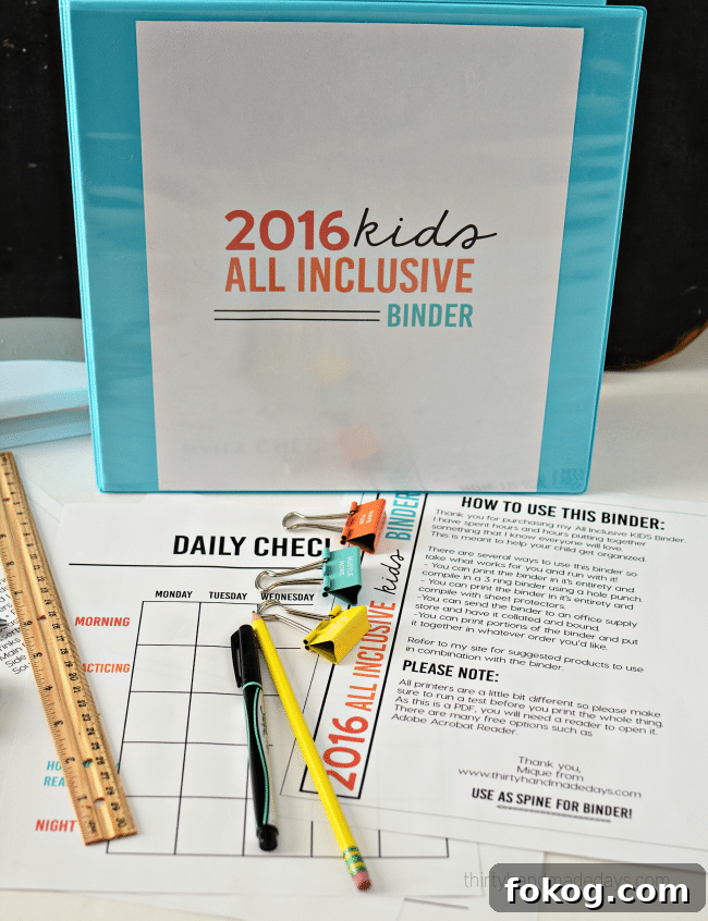 Chore charts and life skills pages from the All Inclusive Kids Binder