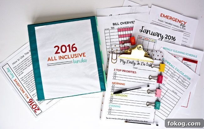 2016 All Inclusive Binder for adults