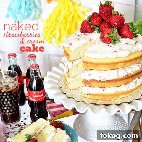 Naked Strawberries and Cream Cake.