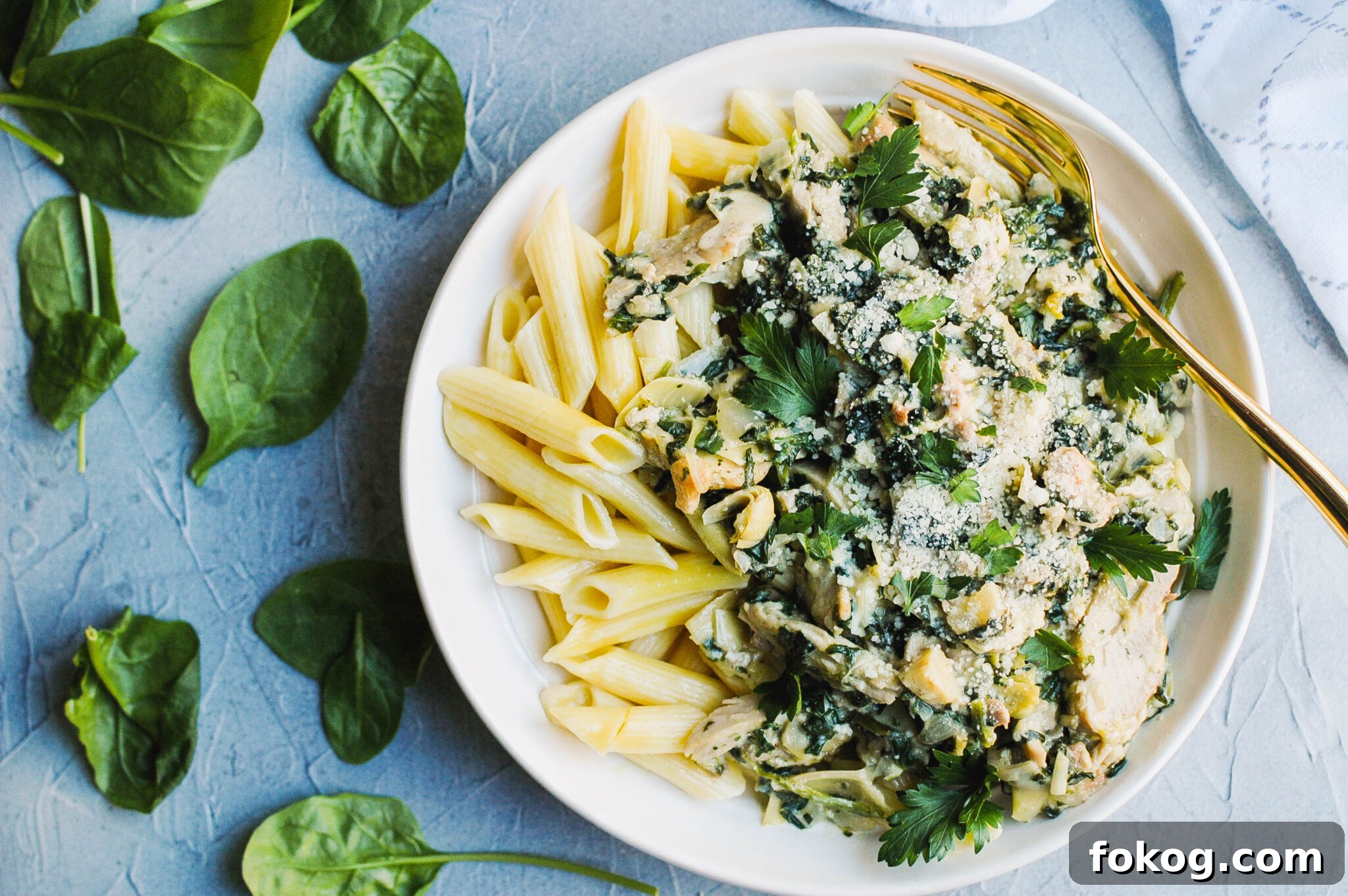 Spinach Artichoke Chicken Pasta