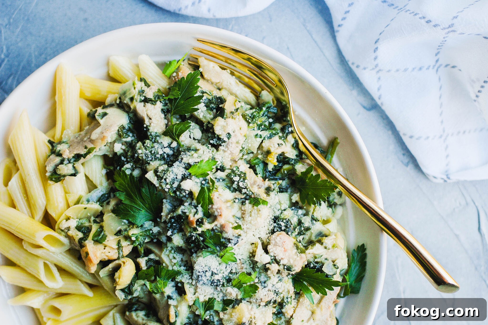 Spinach Artichoke Chicken Pasta