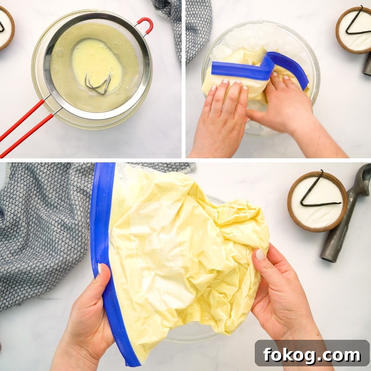 Homemade Vanilla Ice Cream (No Ice Cream Maker Needed) 7 making homemade ice cream by hand