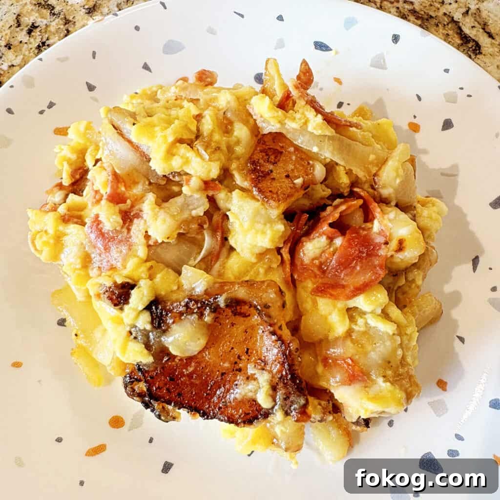 Spanish Omelette Scramble Recipe: Quick Tortilla Española Twist 22 plated scramble