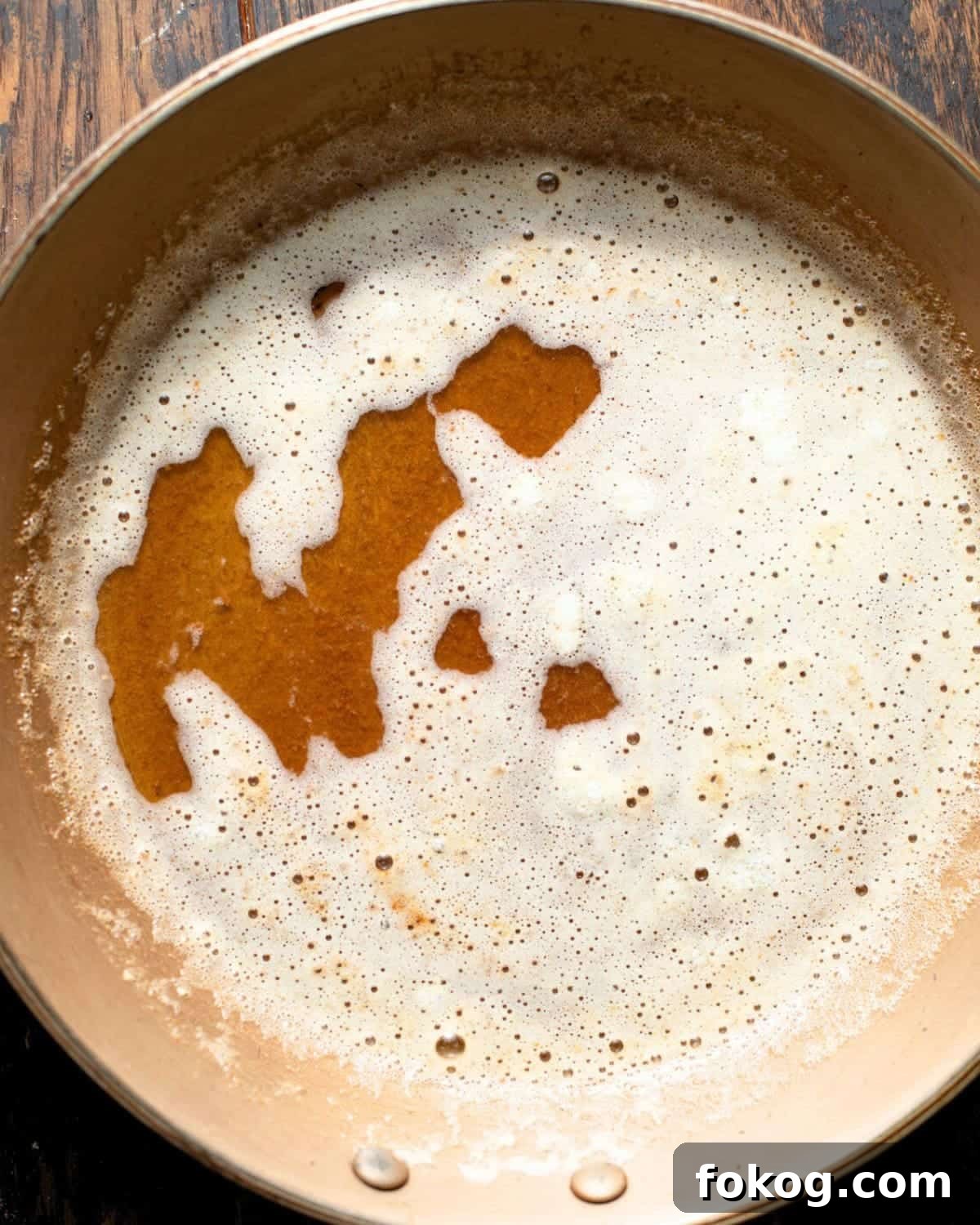 browned butter in a skillet.