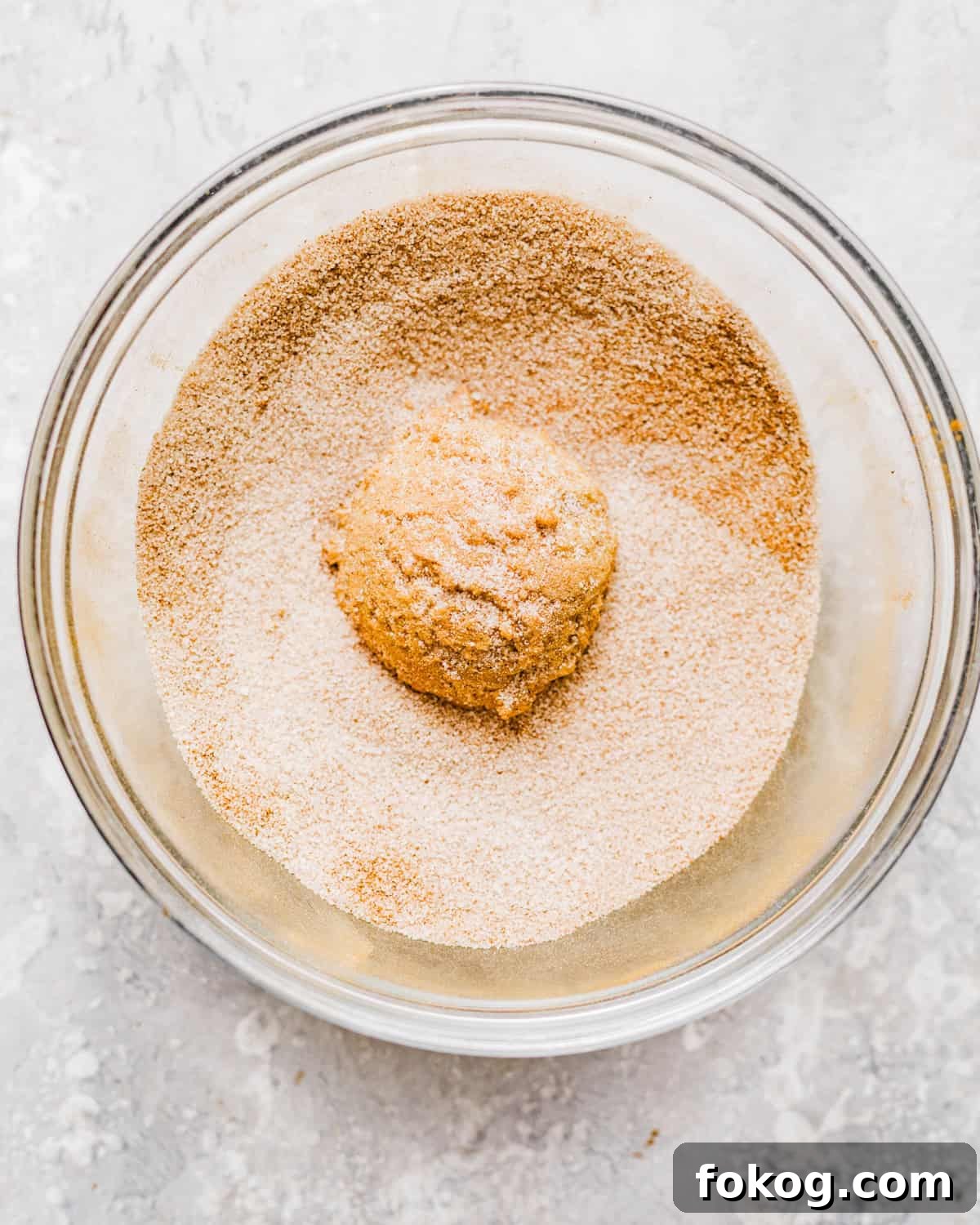 cookie dough balls rolled in cinnamon sugar.