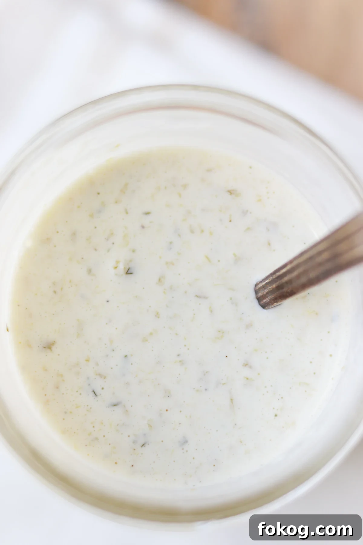 Creamy Hatch Green Chile Ranch Dressing Recipe 3 closeup of prepared hatch green Chile ranch dressing