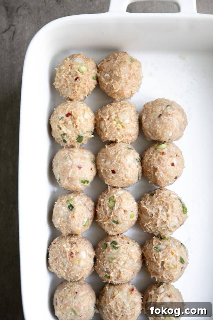 prepared meatballs ready for baking