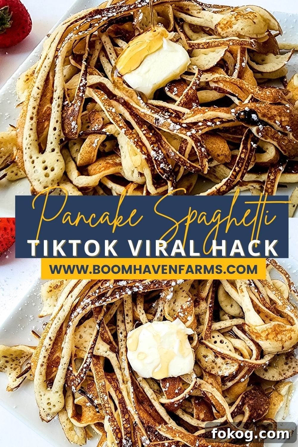TikTok Viral Spaghetti Pancakes Recipe You Have to Try 8 collage image of spaghetti pancakes with butter