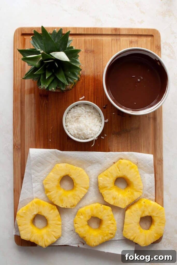 Chocolate-Covered Pineapple Recipe: Sweet Tropical Treat in Minutes 5 how to make chocolate covered pineapple rings