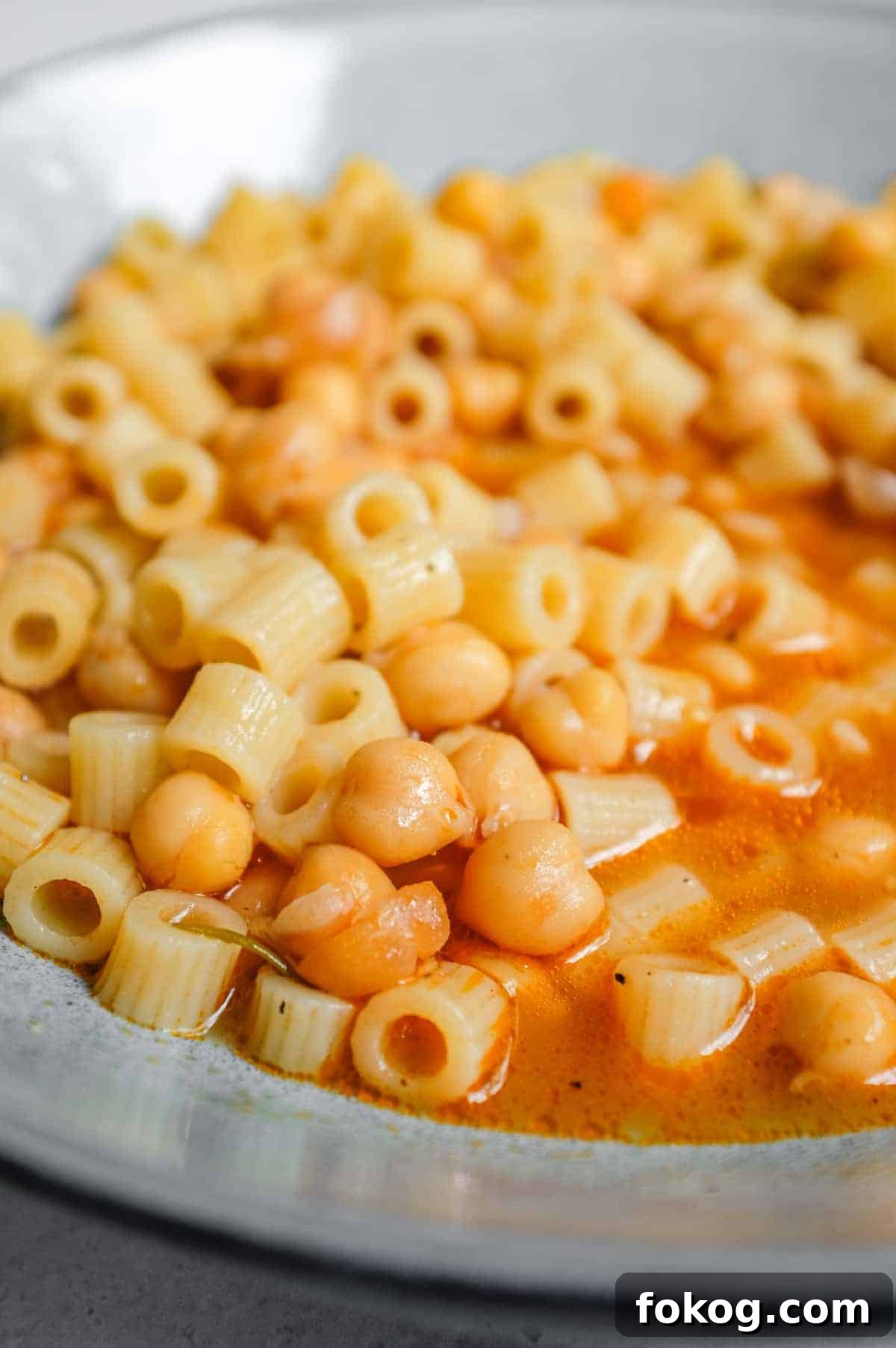 Pasta e Ceci – Italian Pasta with Chickpeas | cookeatworld.com a bowl of Italian pasta e ceci take from a close angle