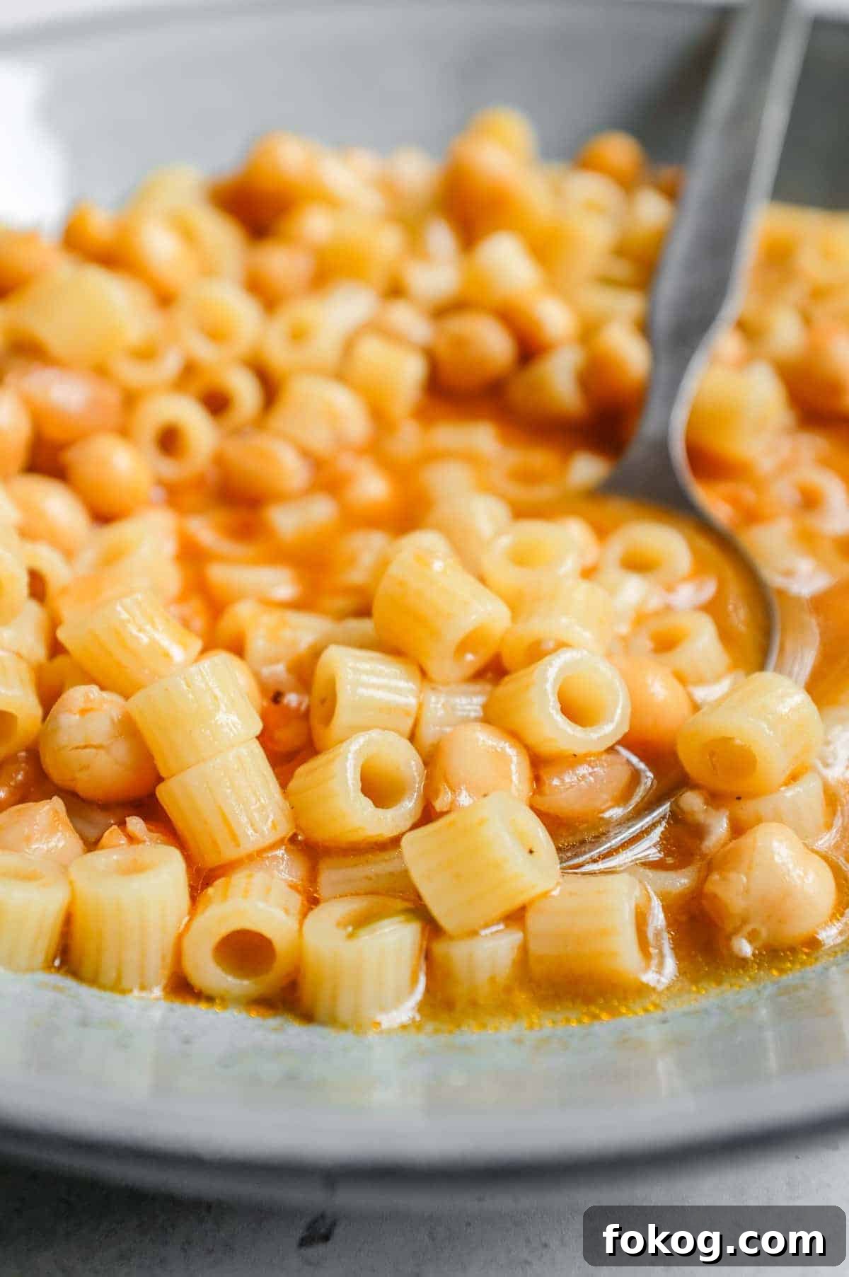 Pasta e Ceci – Italian Pasta with Chickpeas | cookeatworld.com a close angle of a bowl of Italian pasta e ceci
