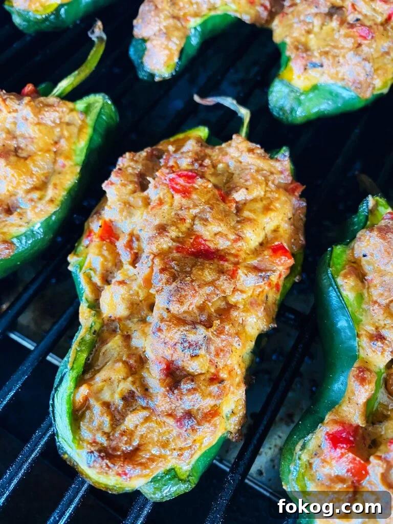Cheesy Caramelized Onion Bacon-Wrapped Pig Shots: Party Appetizer 11 Traeger Stuffed Poblano Peppers