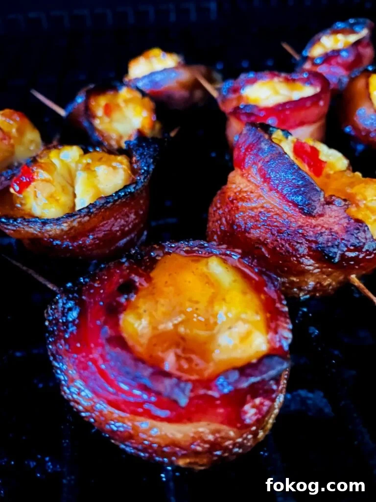 Cheesy Caramelized Onion Bacon-Wrapped Pig Shots: Party Appetizer 13 Red Pepper Jelly Pig Shots