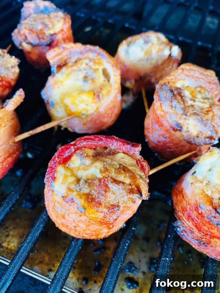 Cheesy Caramelized Onion Bacon-Wrapped Pig Shots: Party Appetizer 8 Cheesy Caramelized Onion Pig Shots